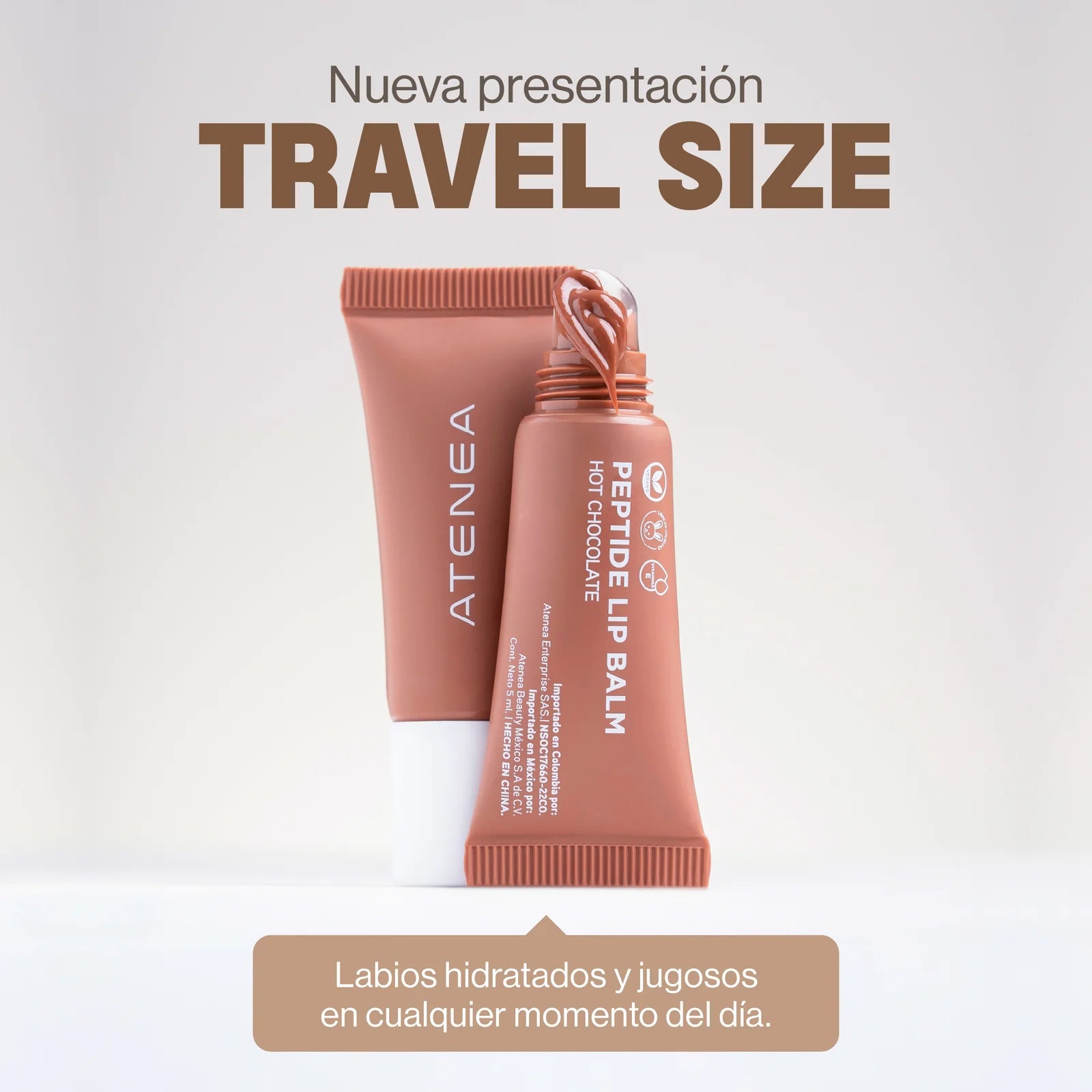 Bálsamo Labial con Péptidos Atenea - Travel Size (Tono Hot Chocolate)