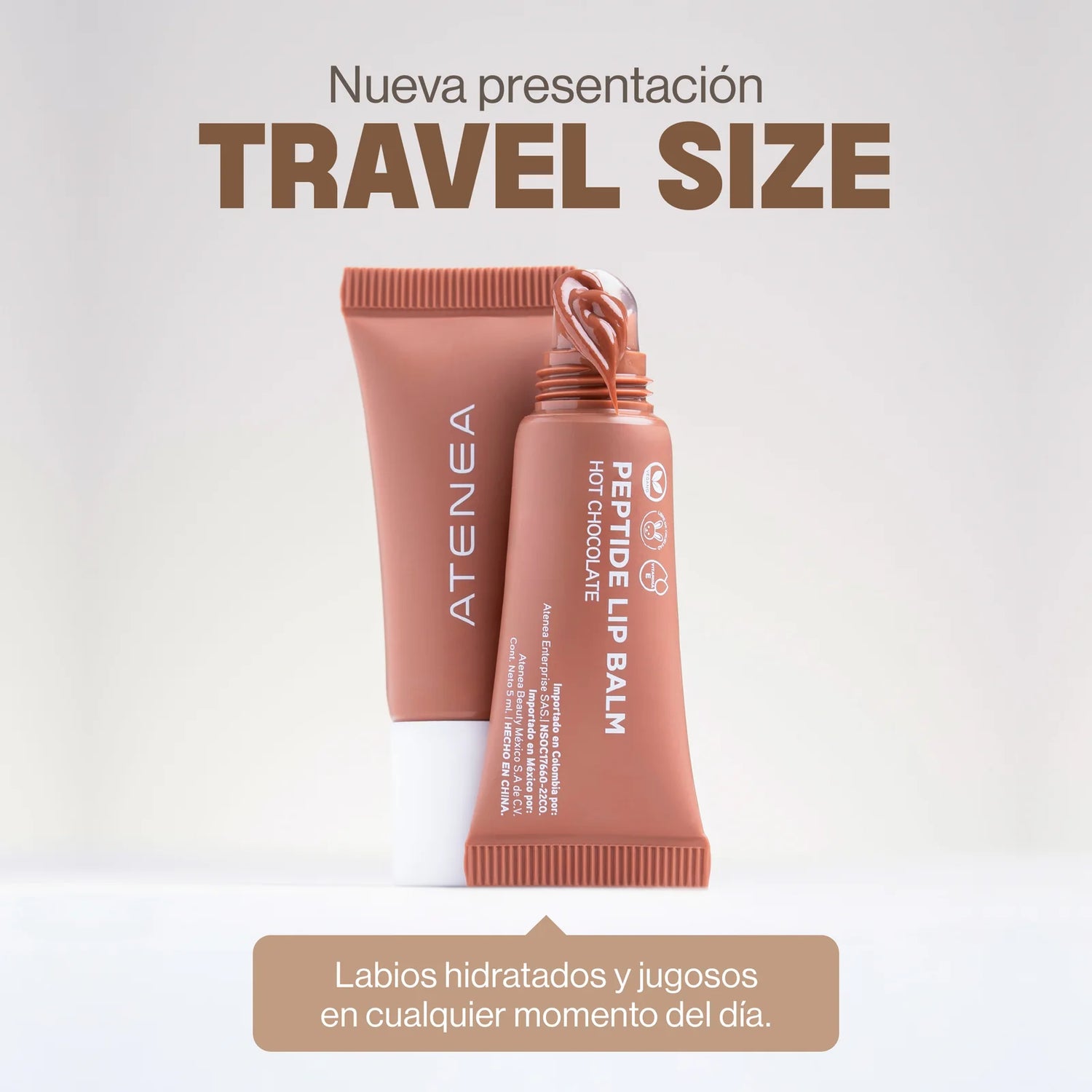 Bálsamo Labial con Péptidos Atenea - Travel Size (Tono Hot Chocolate)