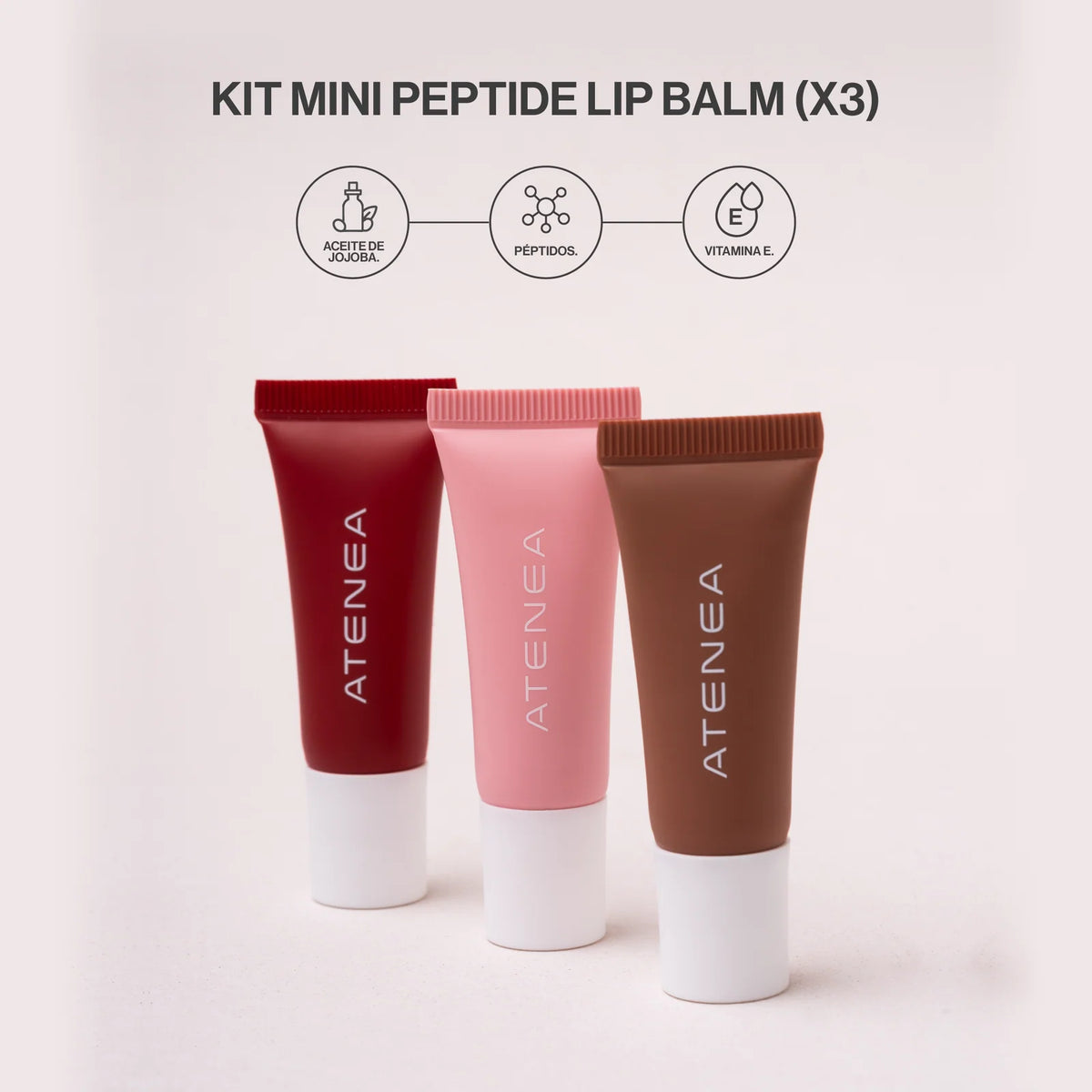 Set x3 Lip Balm con Péptidos Atenea